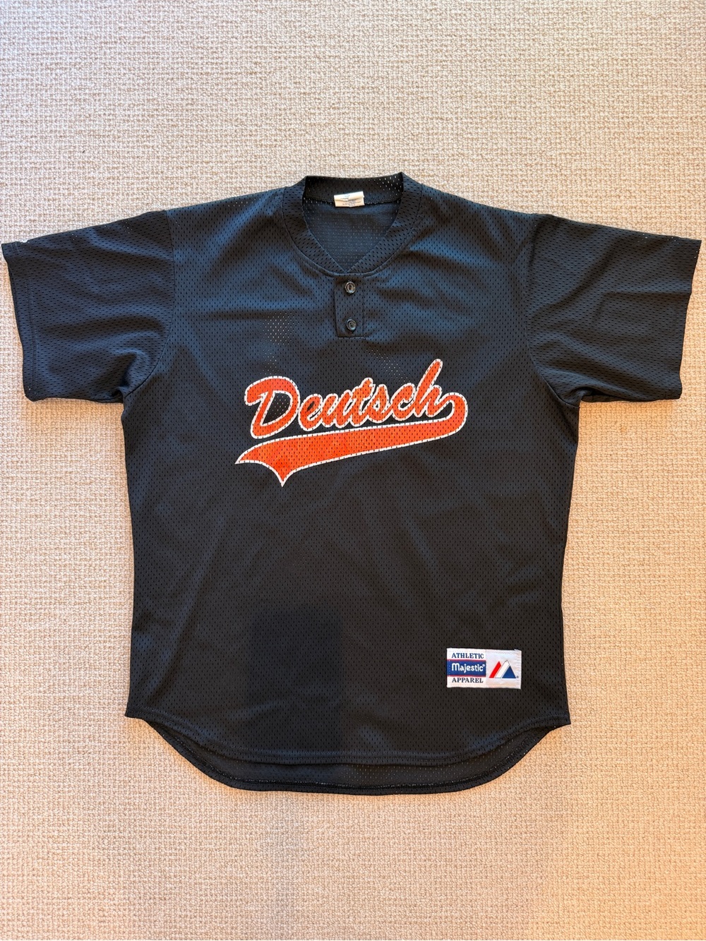 90s Majestic Athletic Mesh Baseball Shirt Henley Men's